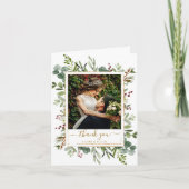 Botanische kerstwedstrijd Gold Weddenschap Bedankt Kaart (Voorkant)