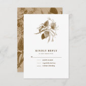 Botanische ketch Kraft Paper Weddenschap RSVP-Kaar Kaart (Voorkant / Achterkant)