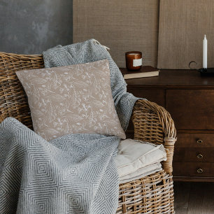 Botanische Khaki Beige laat een kunstpatroon over Kussen