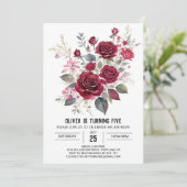 Botanische Kinderen Bourgogne Bloemen Verjaardag Kaart (Staand voorkant)