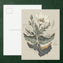 Botanische klaproos bloem cottagecore kunst