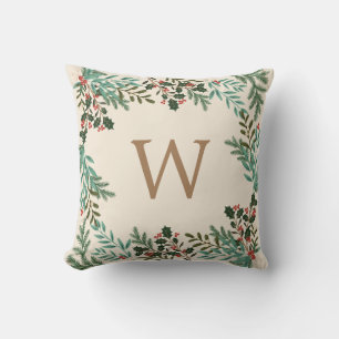 Botanische Klassieke Monogram Kerstvakantie Kussen