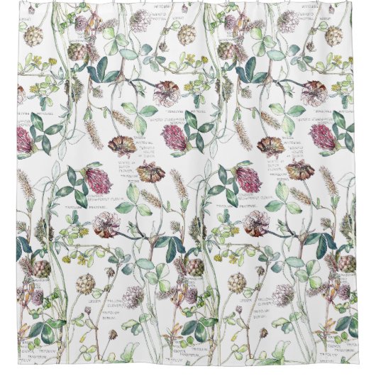 Botanische klaver Wilde bloemen Showgordijn Douchegordijn (Voorkant)