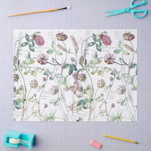 Botanische klaverbloemige wilde bloemen Weefpapier Tissuepapier (Craft)