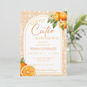 Botanische Kleine Cutie Citrus Oranje Baby shower Kaart (Staand voorkant)