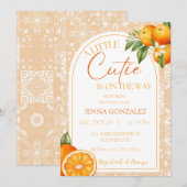 Botanische Kleine Cutie Citrus Oranje Baby shower Kaart (Voorkant / Achterkant)