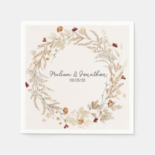  botanische kleine Floral-Romantische bruiloft Servet (Voorkant)