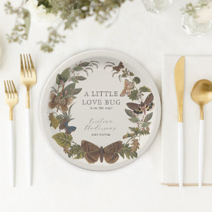 Botanische Kleine Liefde Bug Baby shower Papieren Bordje