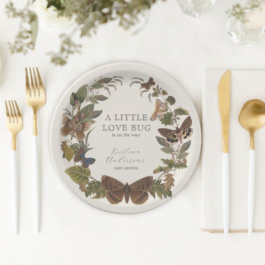 Botanische Kleine Liefde Bug Baby shower Papieren Bordje