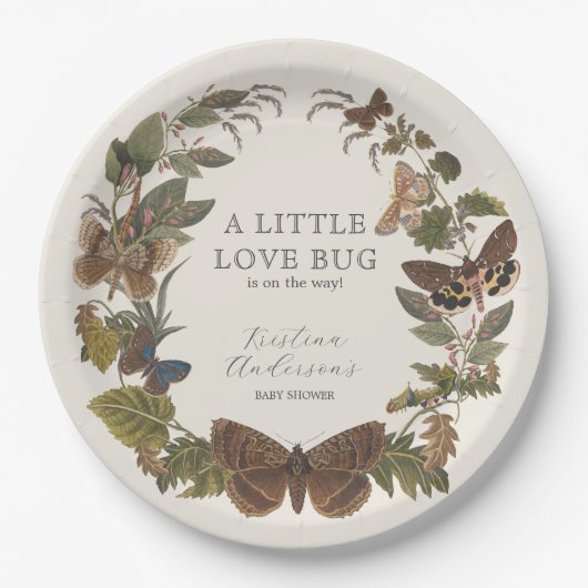 Botanische Kleine Liefde Bug Baby shower Papieren Bordje (Voorkant)