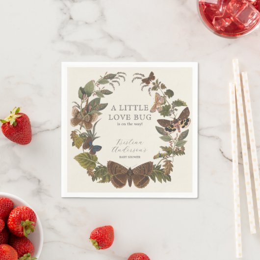 Botanische Kleine Liefde Bug Baby shower Servet (Insitu)