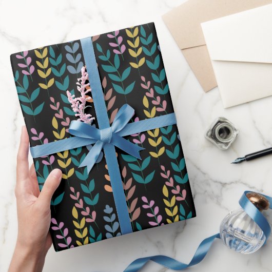 Botanische kleurrijke bladeren Waterverf Boho Cadeaupapier (Geschenken)