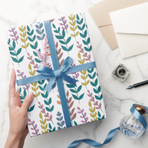 Botanische kleurrijke bladeren Waterverf Boho Cadeaupapier