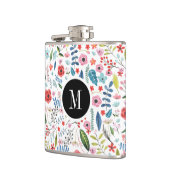 Botanische Kleurrijke Bloemen & Bladpatroon Heupfles (Links)