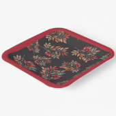 Botanische kleurrijke herfst laat donker  papieren bordje (Gebogen)