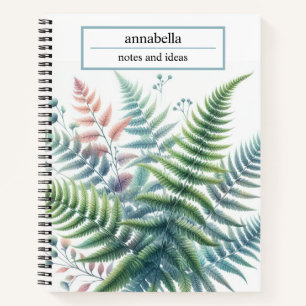 Botanische Kleurrijke Varensbladeren Aquarel Notitieboek