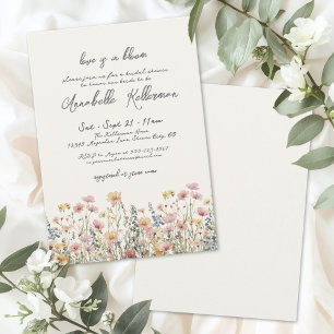 Botanische Kleurrijke Wilde Bloemen Bruidsdouche Kaart