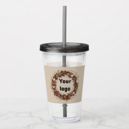 Botanische Koffieboon Krans Aangepast Logo Acryl Drinkbeker