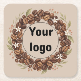 Botanische Koffieboon Krans Aangepast Logo Kartonnen Onderzetters