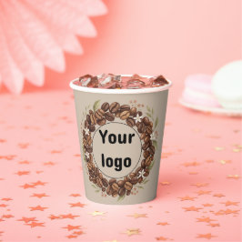 Botanische Koffieboon Krans Aangepast Logo Papieren Bekers