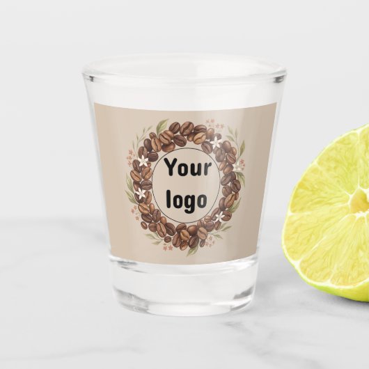 Botanische Koffieboon Krans Aangepast Logo Shot Glas (Voorkant)