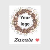 Botanische Koffieboon Krans Aangepast Logo Sticker (Vel)