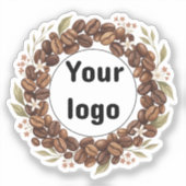 Botanische Koffieboon Krans Aangepast Logo Sticker (Voorkant)