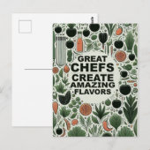 Botanische koks keukengerei Typografie Briefkaart (Voorkant / Achterkant)