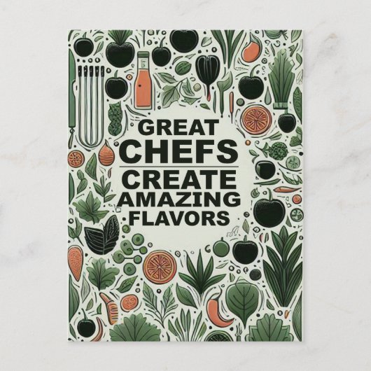 Botanische koks keukengerei Typografie Briefkaart (Voorkant)