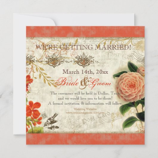 Botanische Kolibrie Camellia Bewaar de datum Kaart (Voorkant)