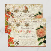 Botanische Kolibrie Camellia Save the Date (Voorkant / Achterkant)