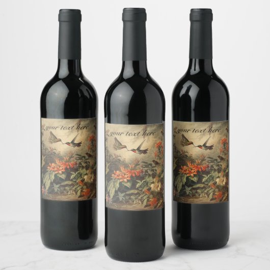  botanische kolibries aanpasbaar wijn etiket (Flessen)