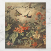  botanische kolibries aanpasbaar wijn etiket (Enkel label)