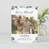 Botanische koraal Floral Housewarming Party Foto Kaart (Staand voorkant)