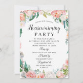 Botanische koraal Floral Housewarming Party Foto Kaart (Achterkant)