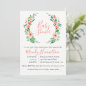 Botanische Koraaleiland krans Baby shower Kaart (Staand voorkant)
