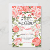 Botanische koraalkoraalbruiloft kaart (Voorkant)