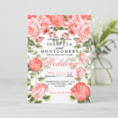 Botanische koraalkoraalbruiloft kaart (Staand voorkant)