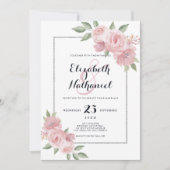 Botanische koraalroze groene florampersand bruilof kaart (Voorkant)