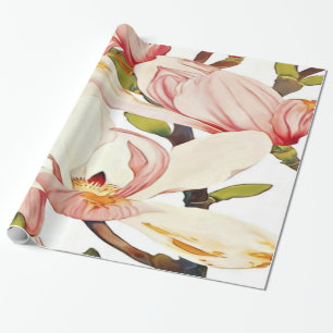 Botanische koraalroze Magnolia Flowers Floral Art Cadeaupapier