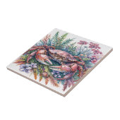 Botanische krab Zee Life Waterverf Tegeltje (Zijkant)
