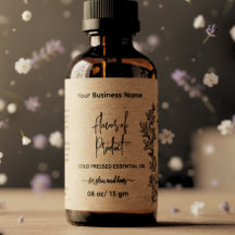 Botanische Kraft Essentiële Olie Fles Label