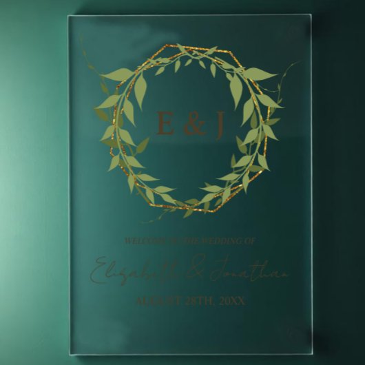 Botanische krans aardetinten bruiloft acryl bord