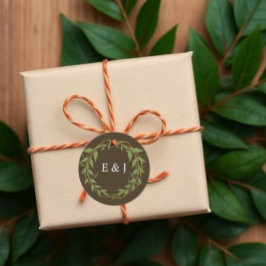 Botanische krans aardetinten bruiloft bedankjes labels