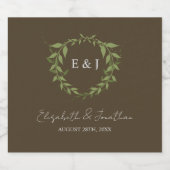 Botanische krans aardetinten bruiloft likeurfles etiket (Enkel label)