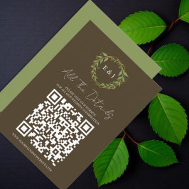 Botanische krans aardetinten trouwdetails informatiekaartje