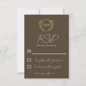 Botanische krans aardetone bruiloft RSVP kaartje (Voorkant)