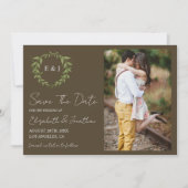Botanische krans aardetone bruiloft save the date (Voorkant)