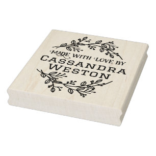 Botanische krans bessen "gemaakt met liefde door" rubberstempel