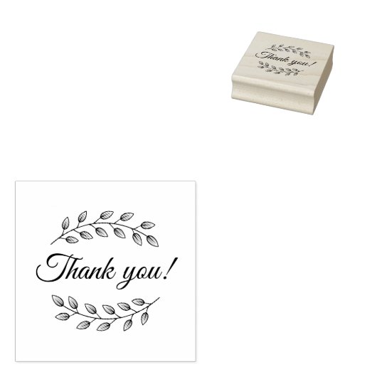 Botanische krans bovenkant dank u rubberstempel (Gestempeld)